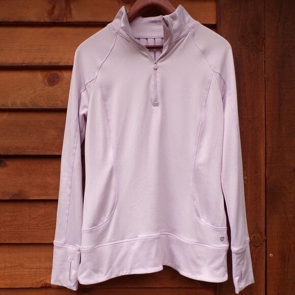 Apana Women's Size M Athletic Sport 1/4 Zip Pullover Pale Pink Top Thumbholes - Picture 1 of 9